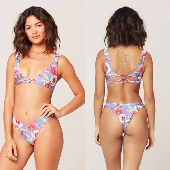 L*Space Swimwear LOST IN IBIZA Large Top and Medium Cabana Bottom Bikini Set